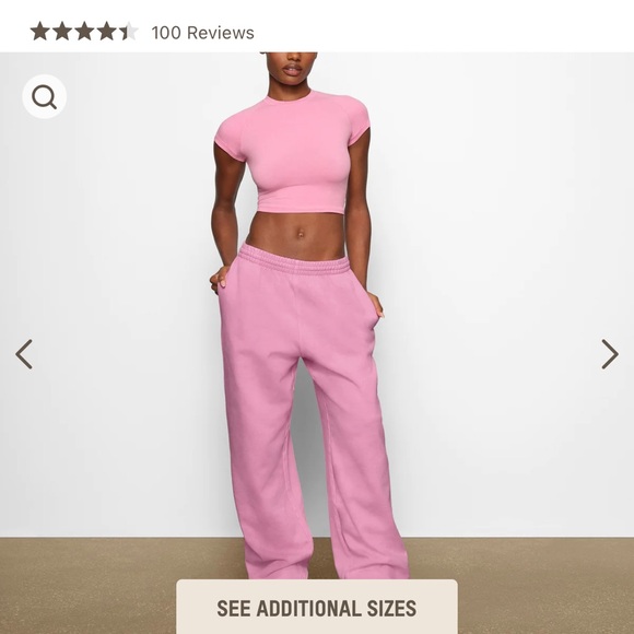 BNWT Skims boyfriend fleece pant. Color bubblegum. Size medium - Picture 2 of 3